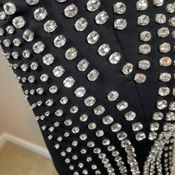 Retrofete Aubin Crystal Embellished Halter Neck Black and Silver Mini Dress Sz S - Picture 8 of 11